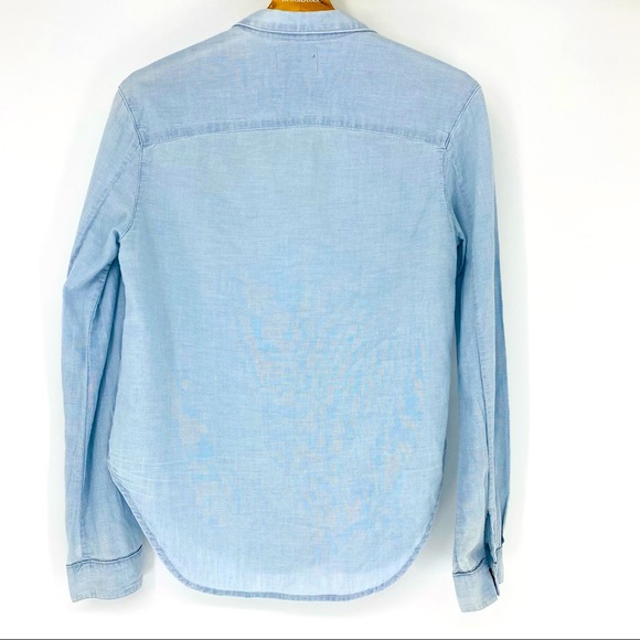 McGuire Denim Embroidered Bird Long Sleeve Chambray Button-Front Top XS - Picture 5 of 9